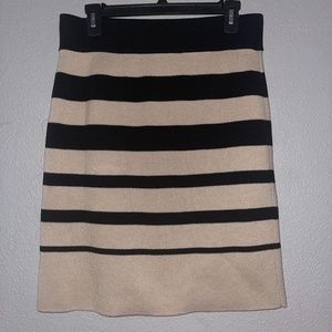 Loft Black and Beige stripped pencil skirt